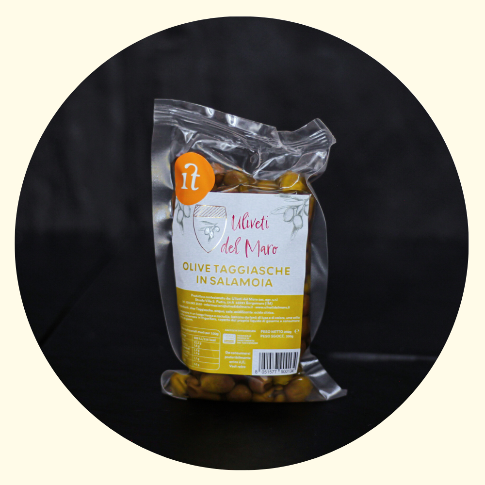 Olive Taggiasche in Salamoia Busta da 200 gr